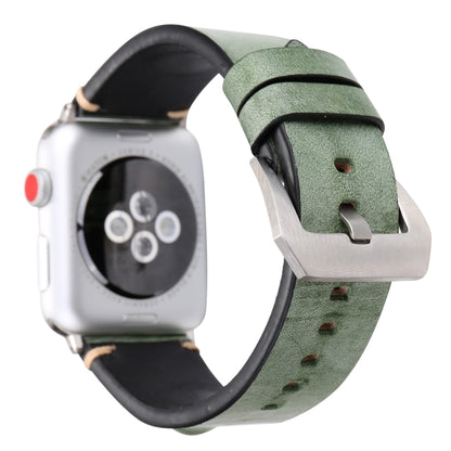 Retro Big Eyes Leather Watch Band For Apple Watch Series 9&8&7 41mm / SE 3&SE 2&6&SE&5&4 40mm / 3&2&1 38mm(Green) by bashfashion