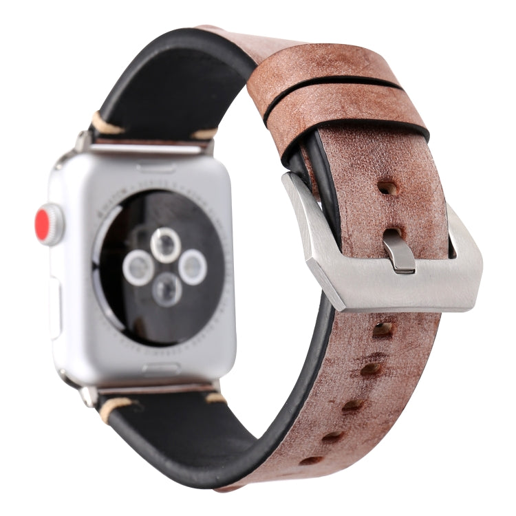 Retro Big Eyes Leather Watch Band For Apple Watch Series 9&8&7 41mm / SE 3&SE 2&6&SE&5&4 40mm / 3&2&1 38mm(Meat Meal) by bashfashion