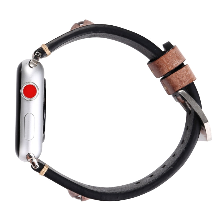 Retro Big Eyes Leather Watch Band For Apple Watch Series 9&8&7 41mm / SE 3&SE 2&6&SE&5&4 40mm / 3&2&1 38mm(Meat Meal) by bashfashion