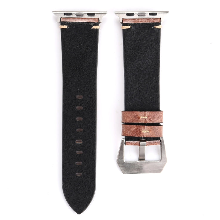 Retro Big Eyes Leather Watch Band For Apple Watch Series 9&8&7 41mm / SE 3&SE 2&6&SE&5&4 40mm / 3&2&1 38mm(Meat Meal) by bashfashion