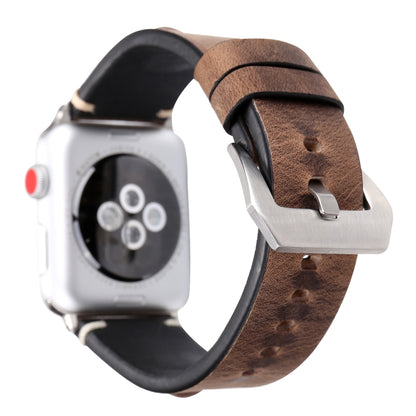 Retro Big Eyes Leather Watch Band For Apple Watch Series 9&8&7 41mm / SE 3&SE 2&6&SE&5&4 40mm / 3&2&1 38mm(Dark Brown) by bashfashion