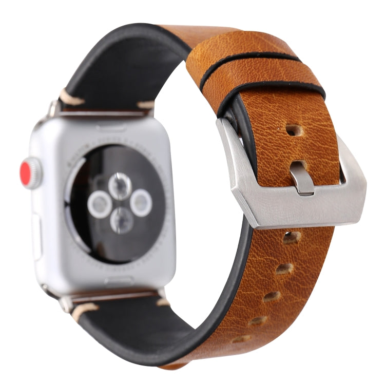 Retro Big Eyes Leather Watch Band For Apple Watch Series 9&8&7 41mm / SE 3&SE 2&6&SE&5&4 40mm / 3&2&1 38mm(Brown) by bashfashion