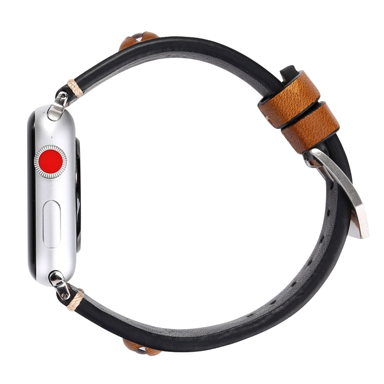 Retro Big Eyes Leather Watch Band For Apple Watch Series 9&8&7 41mm / SE 3&SE 2&6&SE&5&4 40mm / 3&2&1 38mm(Brown) by bashfashion