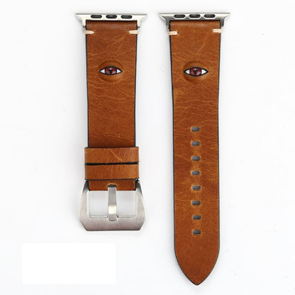 Retro Big Eyes Leather Watch Band For Apple Watch Series 9&8&7 41mm / SE 3&SE 2&6&SE&5&4 40mm / 3&2&1 38mm(Brown) by bashfashion