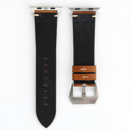 Retro Big Eyes Leather Watch Band For Apple Watch Series 9&8&7 41mm / SE 3&SE 2&6&SE&5&4 40mm / 3&2&1 38mm(Brown) by bashfashion