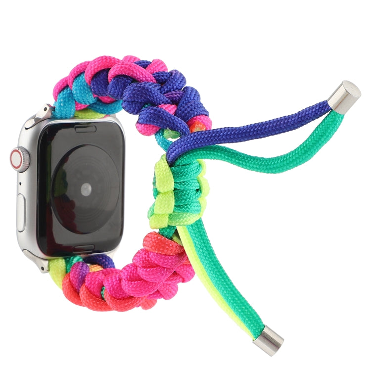 Umbrella Cord Rainbow Watch Band For Apple Watch Ultra 49mm&Watch Ultra 2 49mm / Series 9&8&7 45mm / SE 3&SE 2&6&SE&5&4 44mm / 3&2&1 42mm(B) by bashfashion