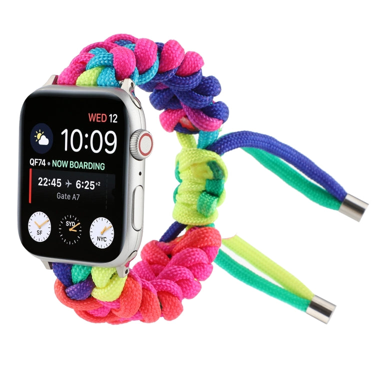 Umbrella Cord Rainbow Watch Band For Apple Watch Ultra 49mm&Watch Ultra 2 49mm / Series 9&8&7 45mm / SE 3&SE 2&6&SE&5&4 44mm / 3&2&1 42mm(B) by bashfashion