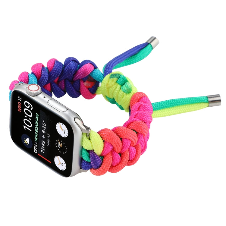 Umbrella Cord Rainbow Watch Band For Apple Watch Ultra 49mm&Watch Ultra 2 49mm / Series 9&8&7 45mm / SE 3&SE 2&6&SE&5&4 44mm / 3&2&1 42mm(B) by bashfashion