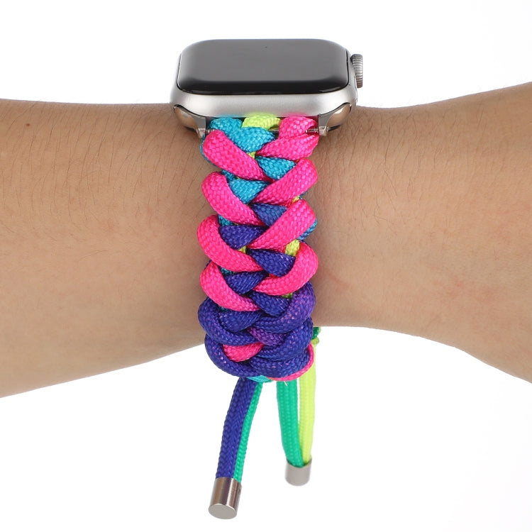 Umbrella Cord Rainbow Watch Band For Apple Watch Ultra 49mm&Watch Ultra 2 49mm / Series 9&8&7 45mm / SE 3&SE 2&6&SE&5&4 44mm / 3&2&1 42mm(B) by bashfashion