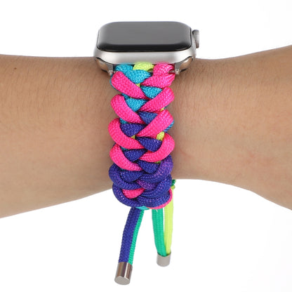 Umbrella Cord Rainbow Watch Band For Apple Watch Ultra 49mm&Watch Ultra 2 49mm / Series 9&8&7 45mm / SE 3&SE 2&6&SE&5&4 44mm / 3&2&1 42mm(B) by bashfashion