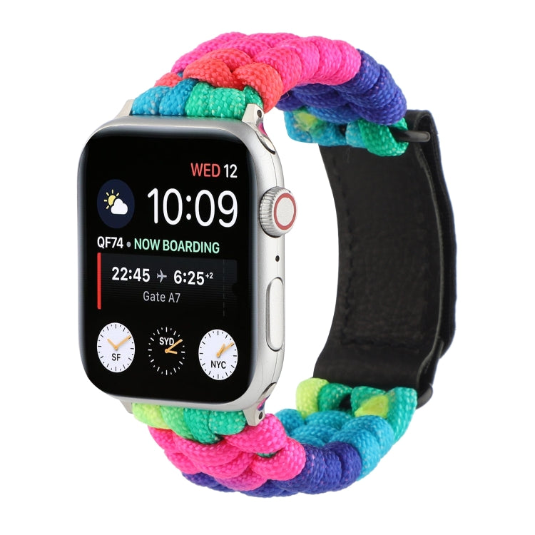 Umbrella Cord Rainbow Watch Band For Apple Watch Ultra 49mm&Watch Ultra 2 49mm / Series 9&8&7 45mm / SE 3&SE 2&6&SE&5&4 44mm / 3&2&1 42mm(C) by bashfashion