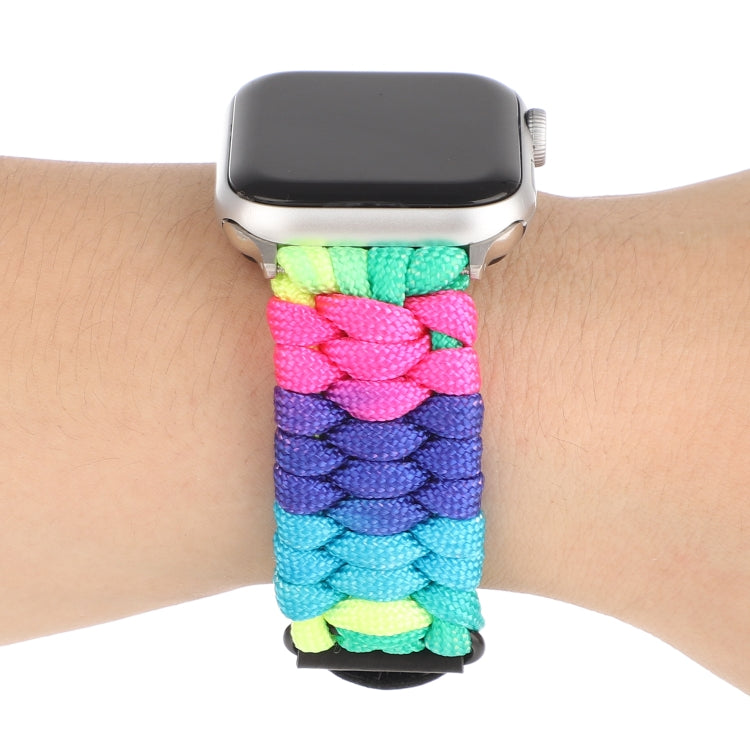 Umbrella Cord Rainbow Watch Band For Apple Watch Ultra 49mm&Watch Ultra 2 49mm / Series 9&8&7 45mm / SE 3&SE 2&6&SE&5&4 44mm / 3&2&1 42mm(C) by bashfashion