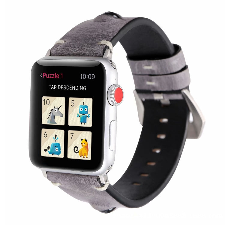 Retro Big Eyes Leather Watch Band For Apple Watch Ultra 49mm&Watch Ultra 2 49mm / Series 9&8&7 45mm / SE 3&SE 2&6&SE&5&4 44mm / 3&2&1 42mm(Gray) by bashfashion