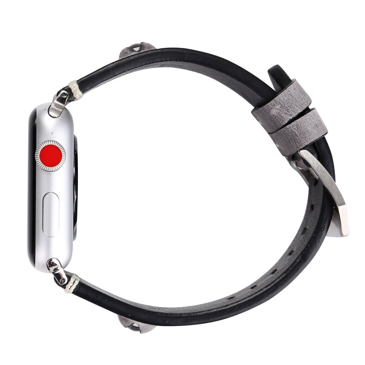 Retro Big Eyes Leather Watch Band For Apple Watch Ultra 49mm&Watch Ultra 2 49mm / Series 9&8&7 45mm / SE 3&SE 2&6&SE&5&4 44mm / 3&2&1 42mm(Gray) by bashfashion