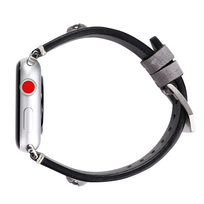 Retro Big Eyes Leather Watch Band For Apple Watch Ultra 49mm&Watch Ultra 2 49mm / Series 9&8&7 45mm / SE 3&SE 2&6&SE&5&4 44mm / 3&2&1 42mm(Gray) by bashfashion