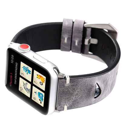 Retro Big Eyes Leather Watch Band For Apple Watch Ultra 49mm&Watch Ultra 2 49mm / Series 9&8&7 45mm / SE 3&SE 2&6&SE&5&4 44mm / 3&2&1 42mm(Gray) by bashfashion