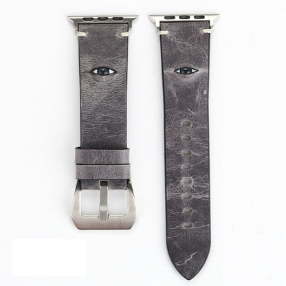 Retro Big Eyes Leather Watch Band For Apple Watch Ultra 49mm&Watch Ultra 2 49mm / Series 9&8&7 45mm / SE 3&SE 2&6&SE&5&4 44mm / 3&2&1 42mm(Gray) by bashfashion