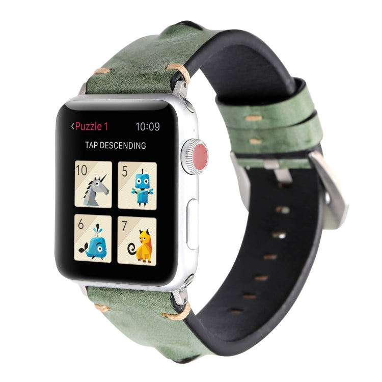 Retro Big Eyes Leather Watch Band For Apple Watch Ultra 49mm&Watch Ultra 2 49mm / Series 9&8&7 45mm / SE 3&SE 2&6&SE&5&4 44mm / 3&2&1 42mm(Green) by bashfashion