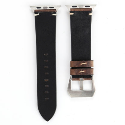 Retro Big Eyes Leather Watch Band For Apple Watch Ultra 49mm&Watch Ultra 2 49mm / Series 9&8&7 45mm / SE 3&SE 2&6&SE&5&4 44mm / 3&2&1 42mm(Dark Brown) by bashfashion
