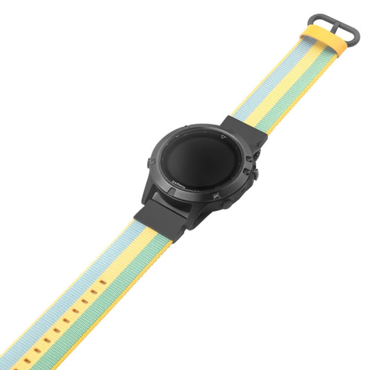 For Garmin Fenix 5 Quick Release Nylon Watch Band(Pollen Yellow) by bashfashion