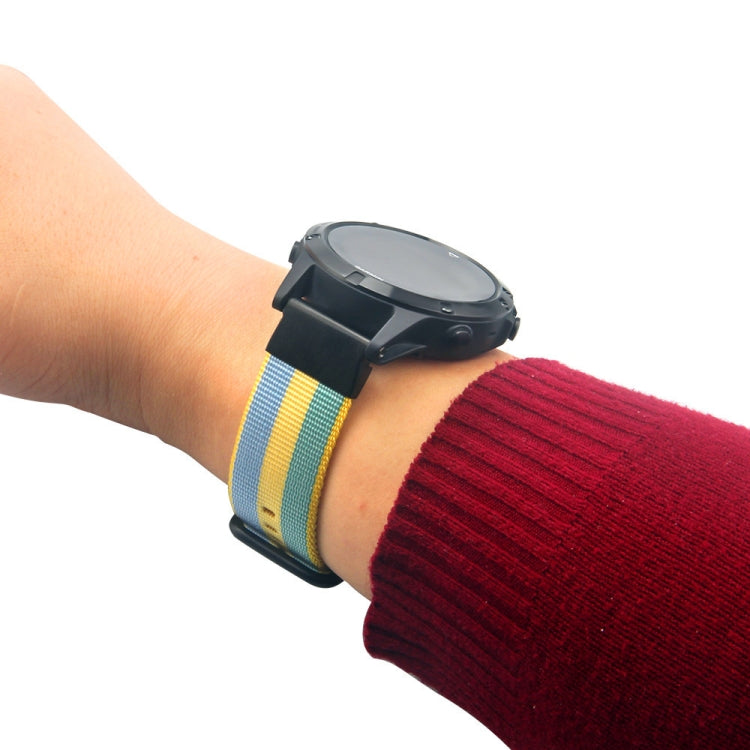 For Garmin Fenix 5 Quick Release Nylon Watch Band(Pollen Yellow) by bashfashion