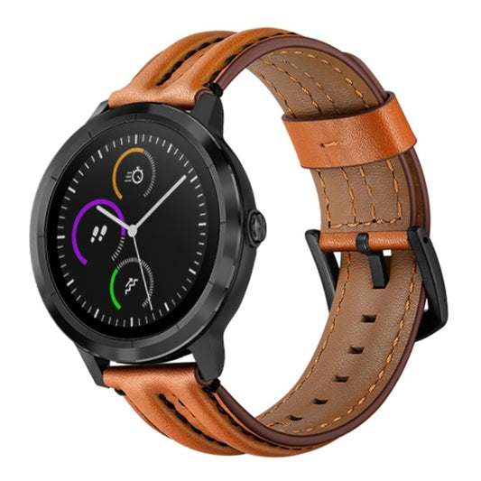 For Garmin Vivoactive3 / Vivomove HR Double Keel Watch Band(Brown) by bashfashion