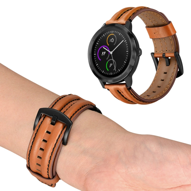 For Garmin Vivoactive3 / Vivomove HR Double Keel Watch Band(Brown) by bashfashion