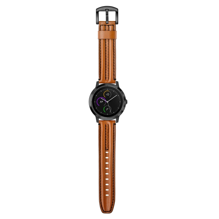For Garmin Vivoactive3 / Vivomove HR Double Keel Watch Band(Brown) by bashfashion
