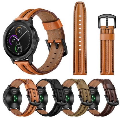 For Garmin Vivoactive3 / Vivomove HR Double Keel Watch Band(Brown) by bashfashion