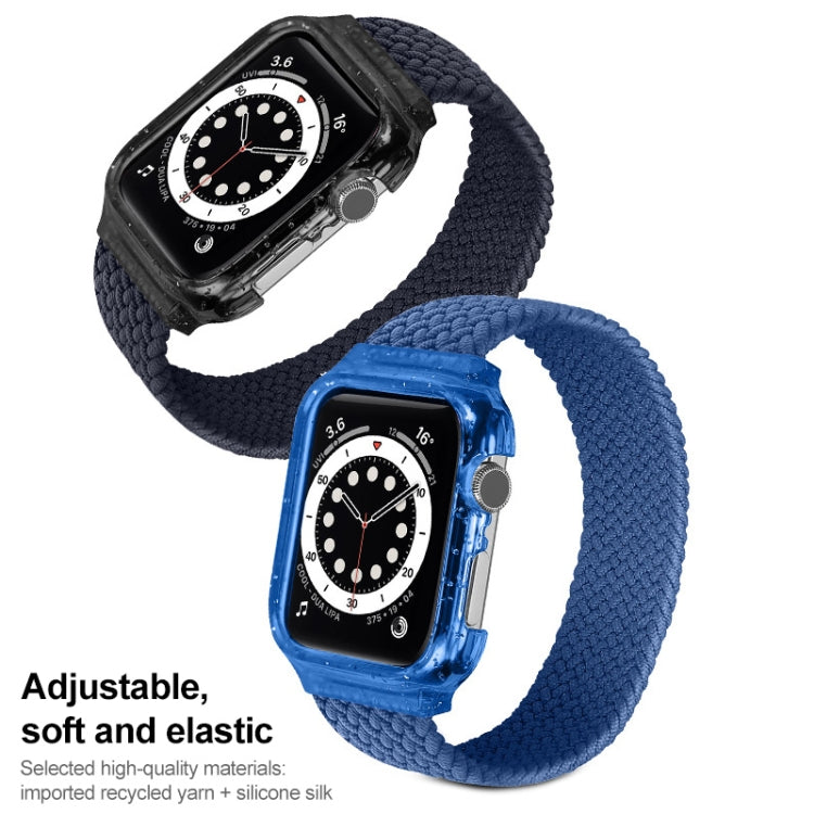 Weave Wrist Strap Watch Bands with Frame For Apple Watch Series 7 45mm / & 6 & SE & 5 & 4 44mm , Length:128mm(Black) by bashfashion