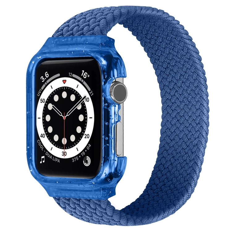 Weave Wrist Strap Watch Bands with Frame For Apple Watch Series 7 45mm / & 6 & SE & 5 & 4 44mm , Length:128mm(Cold Sea Blue) by bashfashion