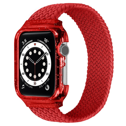 Weave Wrist Strap Watch Bands with Frame For Apple Watch Series 7 45mm / & 6 & SE & 5 & 4 44mm , Length:150mm(Red) by bashfashion