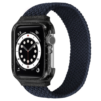 Weave Wrist Strap Watch Bands with Frame For Apple Watch Series 7 45mm / & 6 & SE & 5 & 4 44mm , Length:150mm(Charcoal) by bashfashion