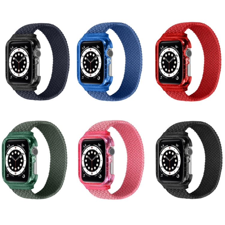 Weave Wrist Strap Watch Bands with Frame For Apple Watch Series 7 45mm / & 6 & SE & 5 & 4 44mm , Length:155mm(Bright Pink) by bashfashion