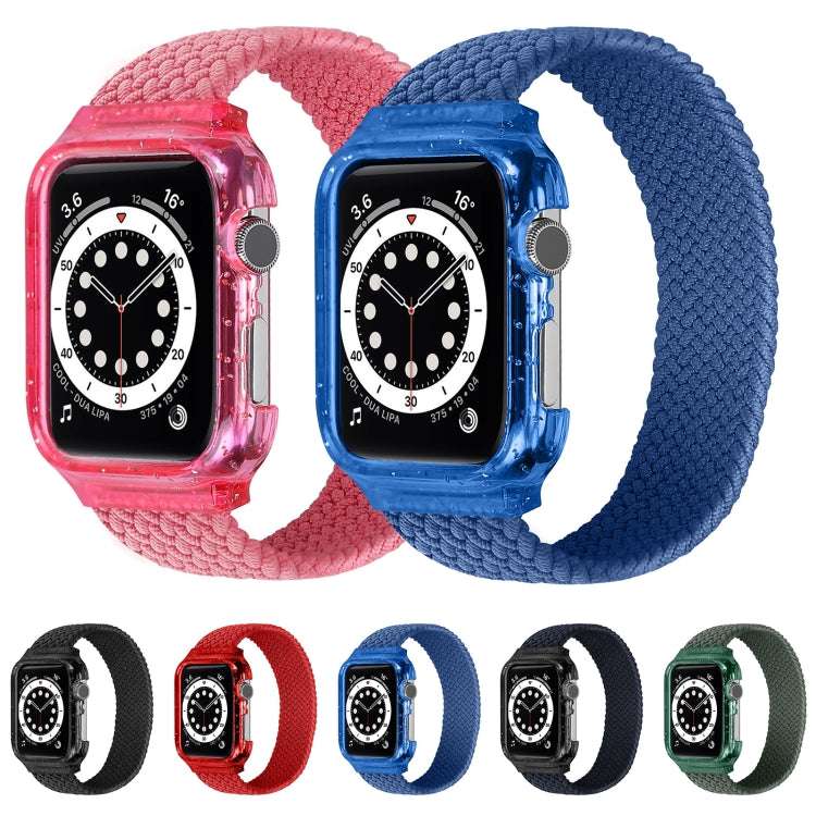 Weave Wrist Strap Watch Bands with Frame For Apple Watch Series 7 45mm / & 6 & SE & 5 & 4 44mm , Length:160mm(Black) by bashfashion