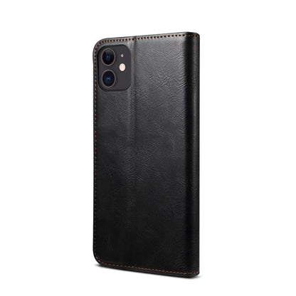 For iPhone 11 Simple Wax Crazy Horse Texture Horizontal Flip Leather Case with Card Slots & Wallet (Black) by bashfashion
