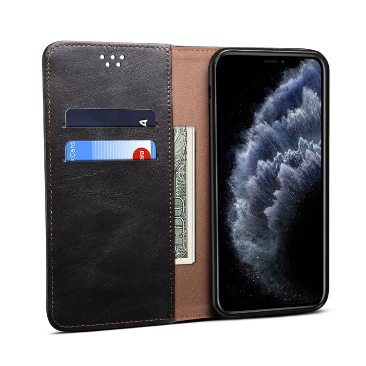 For iPhone 11 Simple Wax Crazy Horse Texture Horizontal Flip Leather Case with Card Slots & Wallet (Black) by bashfashion