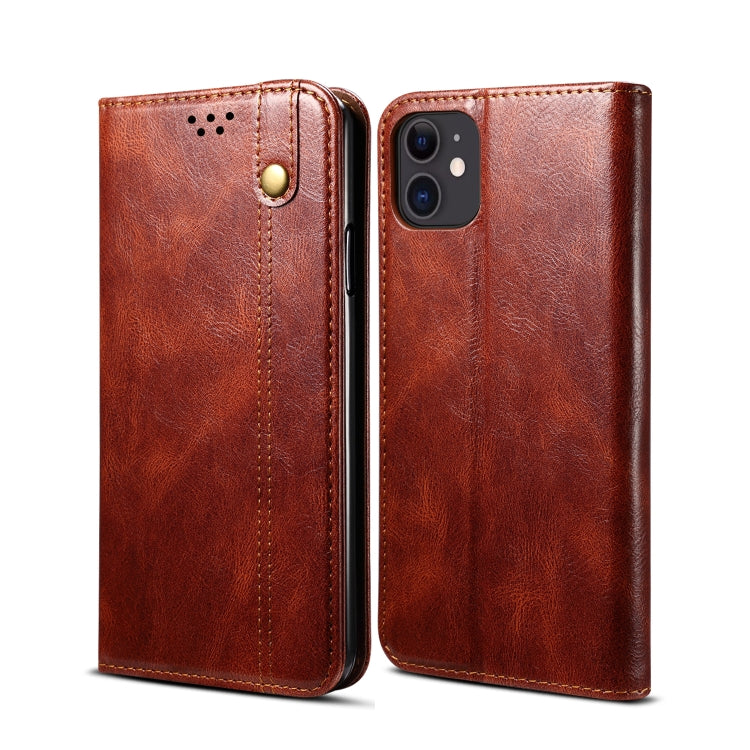 For iPhone 11 Simple Wax Crazy Horse Texture Horizontal Flip Leather Case with Card Slots & Wallet (Brown) by bashfashion