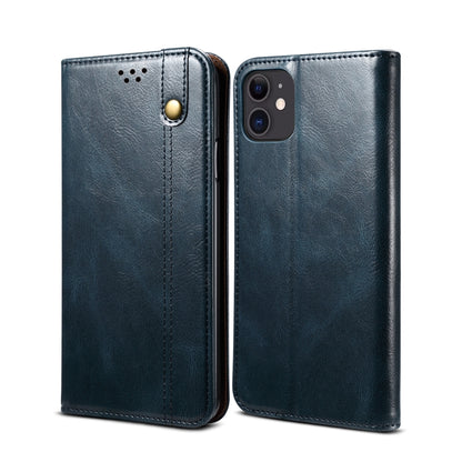 For iPhone 11 Simple Wax Crazy Horse Texture Horizontal Flip Leather Case with Card Slots & Wallet (Navy Blue) by bashfashion