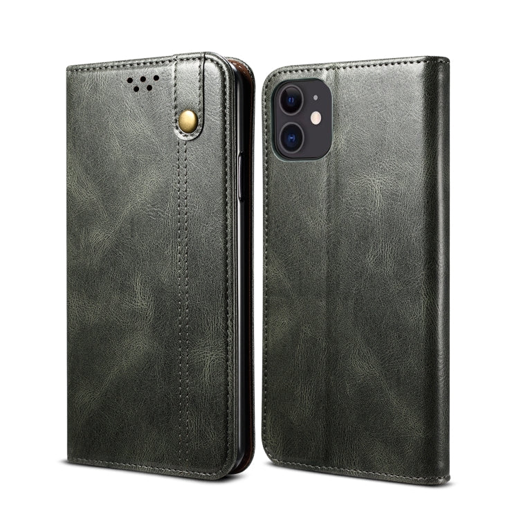 For iPhone 11 Simple Wax Crazy Horse Texture Horizontal Flip Leather Case with Card Slots & Wallet (Dark Green) by bashfashion