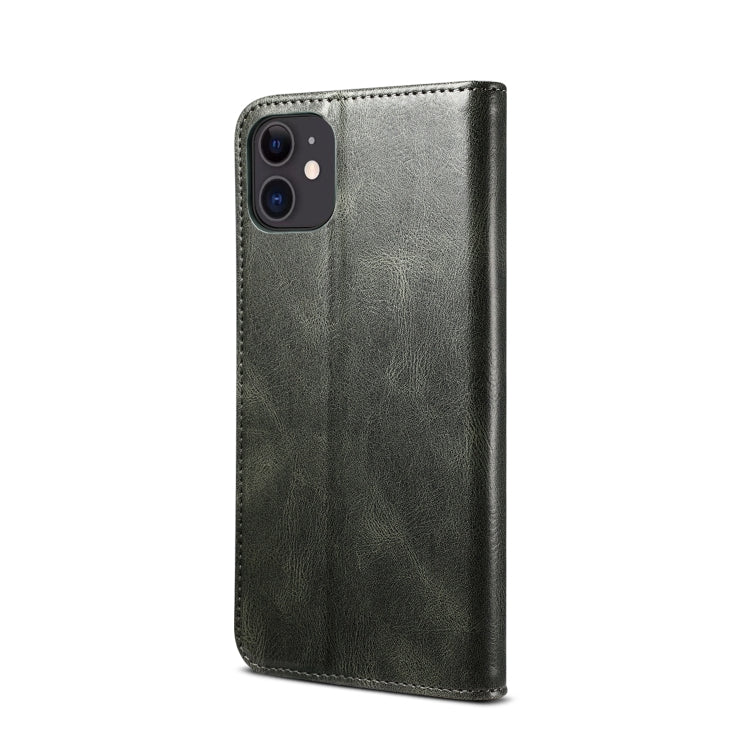 For iPhone 11 Simple Wax Crazy Horse Texture Horizontal Flip Leather Case with Card Slots & Wallet (Dark Green) by bashfashion