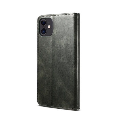 For iPhone 11 Simple Wax Crazy Horse Texture Horizontal Flip Leather Case with Card Slots & Wallet (Dark Green) by bashfashion