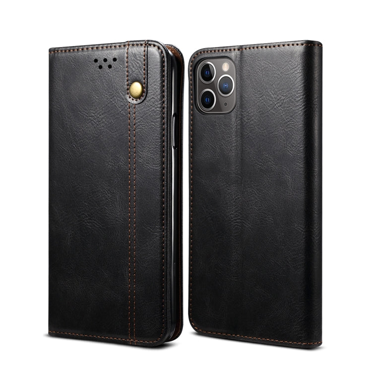 For iPhone 11 Pro Max Simple Wax Crazy Horse Texture Horizontal Flip Leather Case with Card Slots & Wallet (Black) by bashfashion