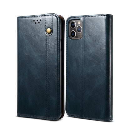 For iPhone 11 Pro Max Simple Wax Crazy Horse Texture Horizontal Flip Leather Case with Card Slots & Wallet (Navy Blue) by bashfashion