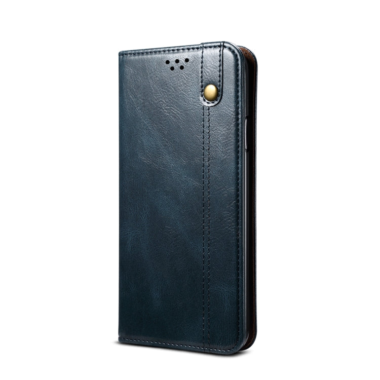 For iPhone 11 Pro Max Simple Wax Crazy Horse Texture Horizontal Flip Leather Case with Card Slots & Wallet (Navy Blue) by bashfashion