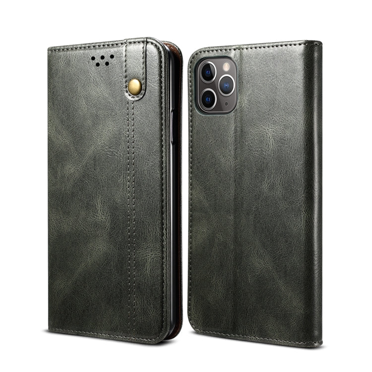 For iPhone 11 Pro Max Simple Wax Crazy Horse Texture Horizontal Flip Leather Case with Card Slots & Wallet (Dark Green) by bashfashion
