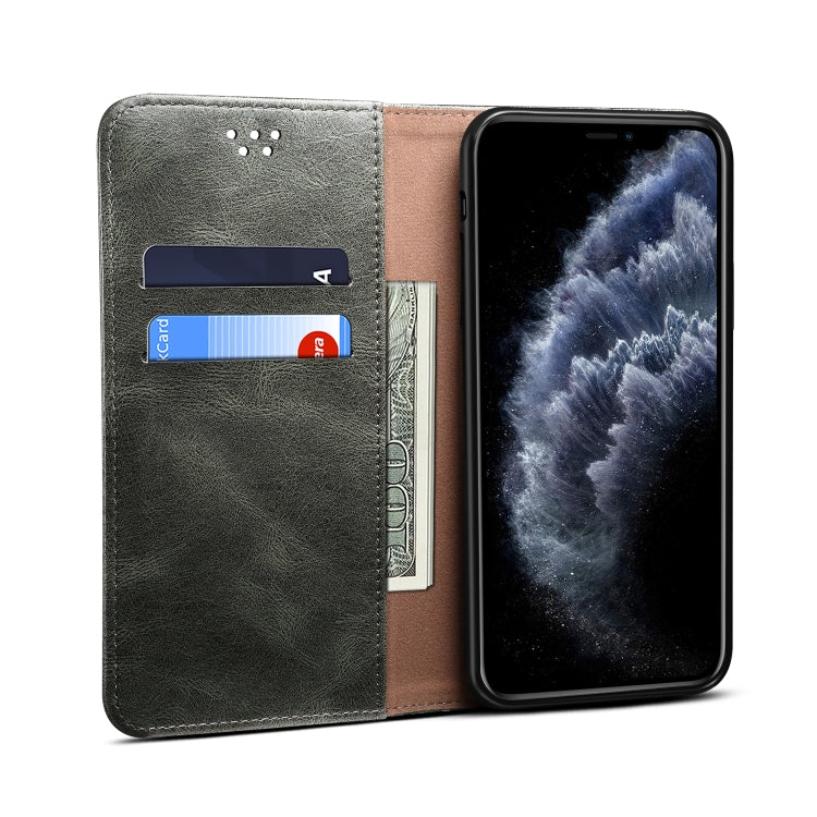 For iPhone 11 Pro Max Simple Wax Crazy Horse Texture Horizontal Flip Leather Case with Card Slots & Wallet (Dark Green) by bashfashion