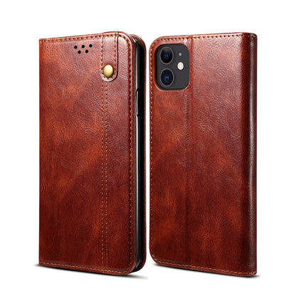 For iPhone 12 mini Simple Wax Crazy Horse Texture Horizontal Flip Leather Case with Card Slots & Wallet (Brown) by bashfashion