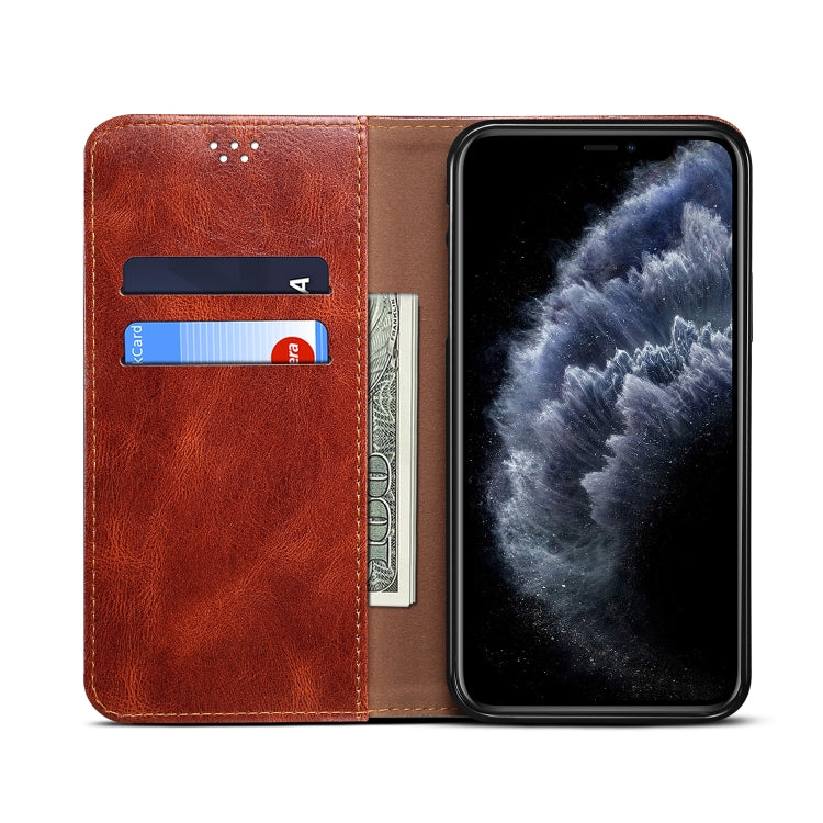 For iPhone 12 mini Simple Wax Crazy Horse Texture Horizontal Flip Leather Case with Card Slots & Wallet (Brown) by bashfashion