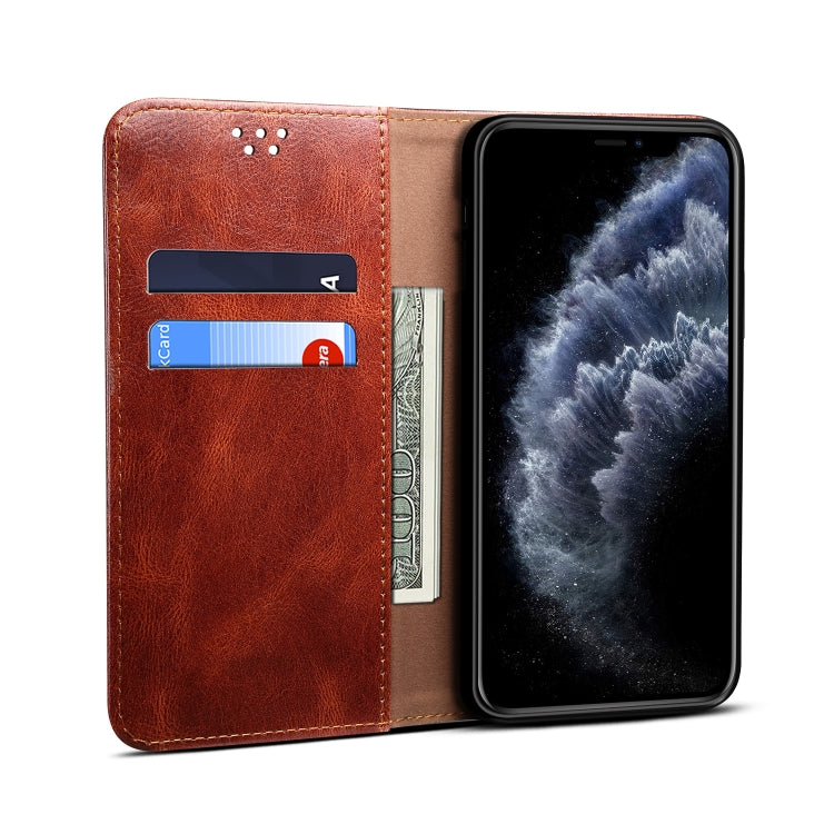 For iPhone 12 mini Simple Wax Crazy Horse Texture Horizontal Flip Leather Case with Card Slots & Wallet (Brown) by bashfashion